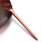 Retro Chinese Hair Sticks Wooden Flower Hairpins Hair Bun Maker