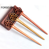 Retro Chinese Hair Sticks Wooden Flower Hairpins Hair Bun Maker