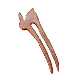 Chinese Rosewood Hairpin U-shape Rabbit Headwear for Women