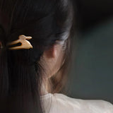 Chinese Rosewood Hairpin U-shape Rabbit Headwear for Women