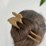 Chinese Rosewood Hairpin U-shape Rabbit Headwear for Women