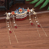 Vintage Chinese Hairpin Set with Fringed Alloy Flowers