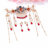 Vintage Chinese Hairpin Set with Fringed Alloy Flowers
