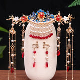 Vintage Chinese Hairpin Set with Fringed Alloy Flowers