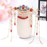 Vintage Chinese Hairpin Set with Fringed Alloy Flowers