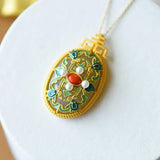 Chinese Style Violet Hotian Jade Pendant Necklace