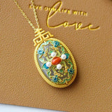 Chinese Style Violet Hotian Jade Pendant Necklace