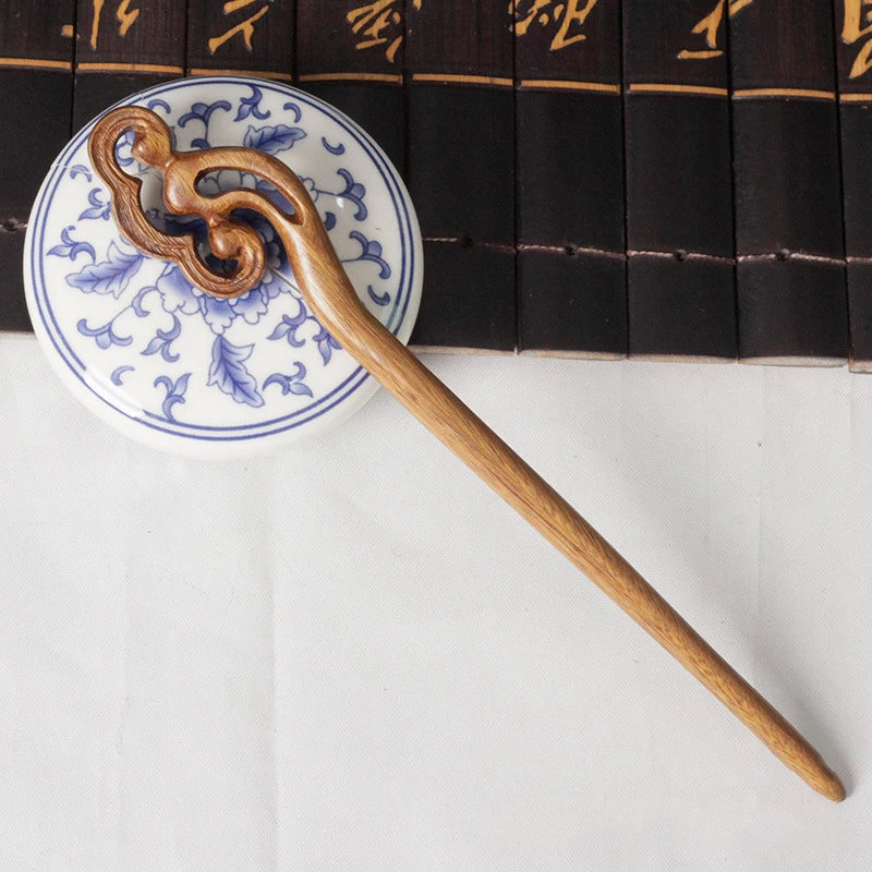 Chinese Style Sandalwood Hairpins for Women Girls Hanfu Dress