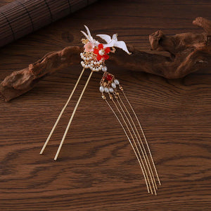 Chinese Tassel Hair Sticks Hairpin Pearl Hair Clip Flower Chopsticks