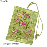 Chinese Embroidery Flower Bird Silk Jewelry Travel Pouches