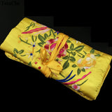 Chinese Embroidery Flower Bird Silk Jewelry Travel Pouches