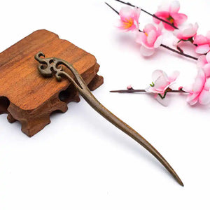 Vintage Chinese Sandalwood Hollow Carved Hair Stick Hairpin
