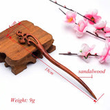 Vintage Chinese Sandalwood Hollow Carved Hair Stick Hairpin