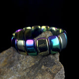 Retro Classic Men's Rainbow Bangle Bracelet Natural Stone Jewelry