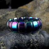 Retro Classic Men's Rainbow Bangle Bracelet Natural Stone Jewelry