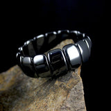 Retro Classic Men's Rainbow Bangle Bracelet Natural Stone Jewelry