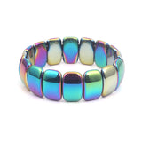 Retro Classic Men's Rainbow Bangle Bracelet Natural Stone Jewelry