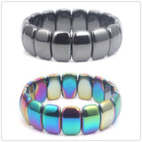 Retro Classic Men's Rainbow Bangle Bracelet Natural Stone Jewelry