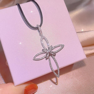 Retro Crystal Cross Necklace Zirconia Choker Pendant