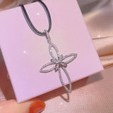 Retro Crystal Cross Necklace Zirconia Choker Pendant