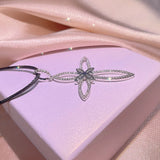 Retro Crystal Cross Necklace Zirconia Choker Pendant