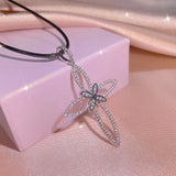Retro Crystal Cross Necklace Zirconia Choker Pendant