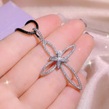 Retro Crystal Cross Necklace Zirconia Choker Pendant