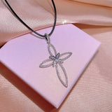 Retro Crystal Cross Necklace Zirconia Choker Pendant
