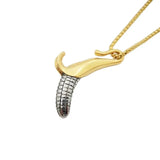 2 Tone Banana Pendant Necklace Stainless Steel 3D Fruit Jewelry