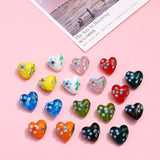 Retro Flower Love Peach Heart Glass Beads for DIY Jewelry