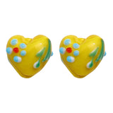 Retro Flower Love Peach Heart Glass Beads for DIY Jewelry