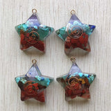 Colorful Amethyst Lapis Lazuli Star Shape Pendants 6pcs