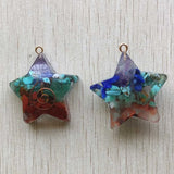 Colorful Amethyst Lapis Lazuli Star Shape Pendants 6pcs
