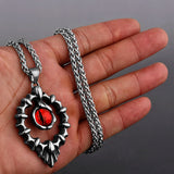 Retro Flame Gem Demon Eye Pendant Stainless Steel Gift Jewelry