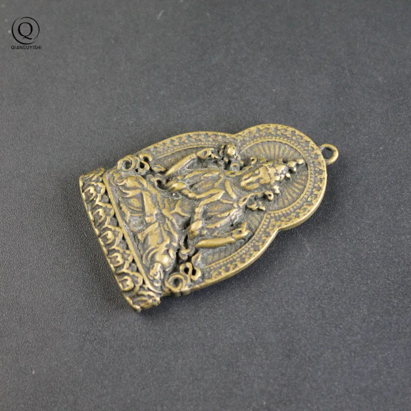 Copper Guanyin Buddha Tag Pendant for Blessing Keychains