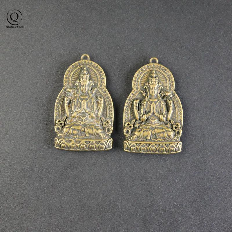 Copper Guanyin Buddha Tag Pendant for Blessing Keychains