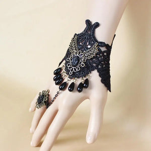 Retro Court Style Bead Drops Antique Lace Hand Bracelet