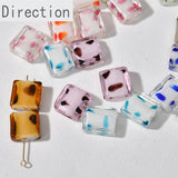 Retro Cow Polka Dot Square Glass Loose Beads DIY Necklace Material