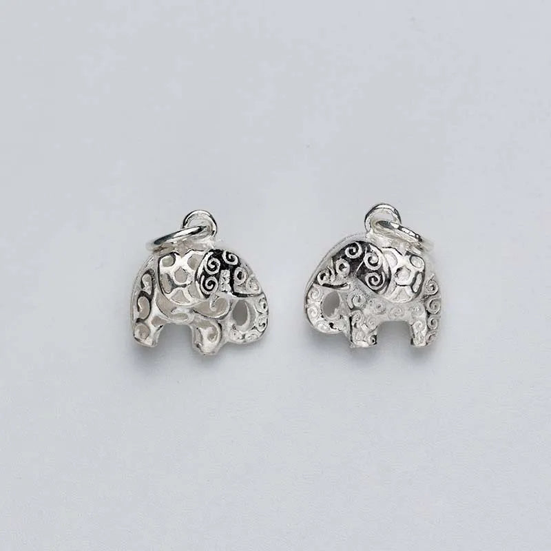 Sterling Silver Elephant Pendant for DIY Jewelry