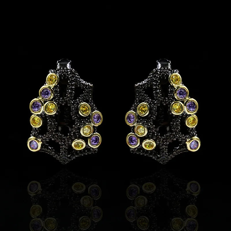 Geometric Zircon 925 Silver Earrings