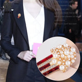 Retro Popcorn Brooch Gem Pearl Glass Clothing Pin
