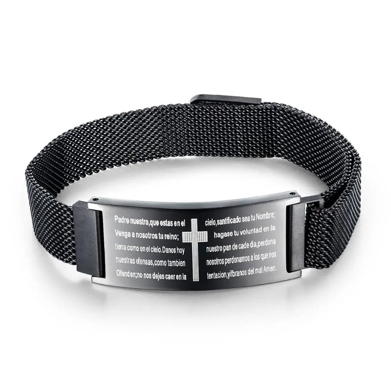 Retro Cross Stainless Steel Mesh Belt Men's Bracelet