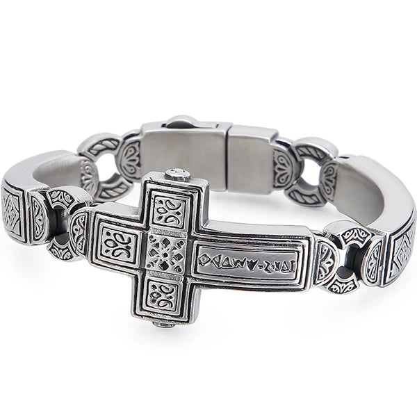 Retro Cross Men Bracelet Heavy Metal Stainless Steel
