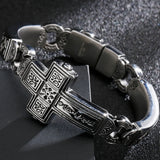 Retro Cross Men Bracelet Heavy Metal Stainless Steel