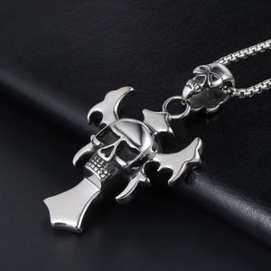 Cross Skull Pendant Silver Titanium Steel Men Women Motorcyclists Party