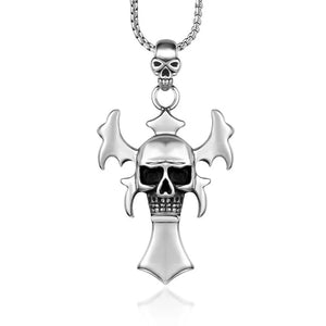 Cross Skull Pendant Silver Titanium Steel Men Women Motorcyclists Party