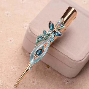 Retro Crystal Flower Butterfly Hair Clip Women Classic Exaggerated
