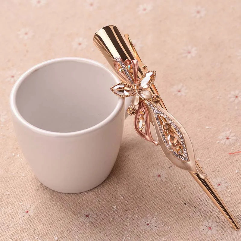 Retro Crystal Flower Butterfly Hair Clip Women Classic Exaggerated
