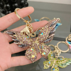 Retro Crystal Butterfly Keychain Blingbling Car Key Charm Jewelry