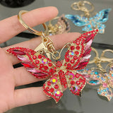 Retro Crystal Butterfly Keychain Blingbling Car Key Charm Jewelry
